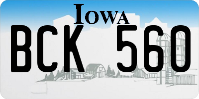 IA license plate BCK560