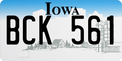IA license plate BCK561