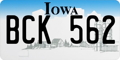 IA license plate BCK562