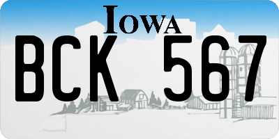 IA license plate BCK567
