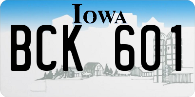 IA license plate BCK601
