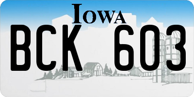 IA license plate BCK603