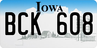 IA license plate BCK608