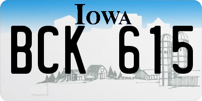 IA license plate BCK615