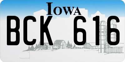 IA license plate BCK616