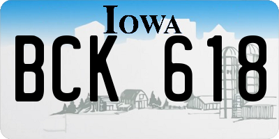 IA license plate BCK618