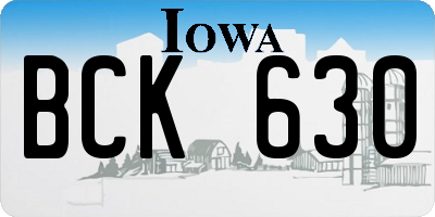 IA license plate BCK630