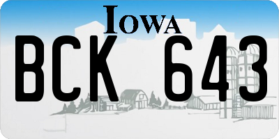 IA license plate BCK643