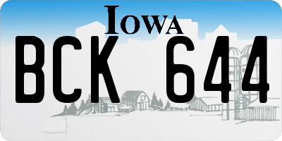 IA license plate BCK644