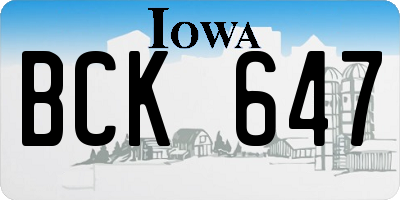 IA license plate BCK647