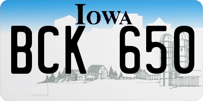 IA license plate BCK650