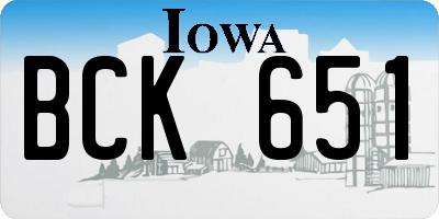 IA license plate BCK651