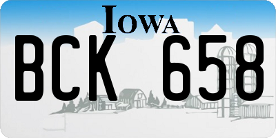 IA license plate BCK658