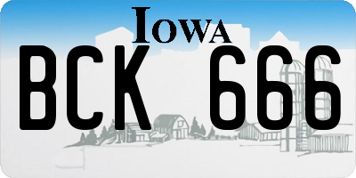 IA license plate BCK666