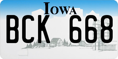 IA license plate BCK668