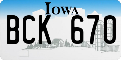 IA license plate BCK670