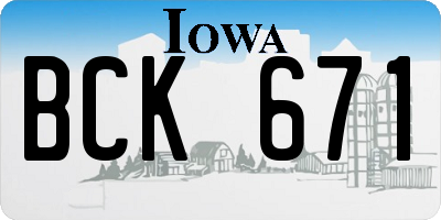 IA license plate BCK671