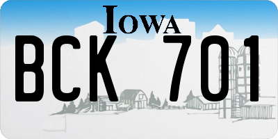 IA license plate BCK701