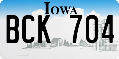 IA license plate BCK704