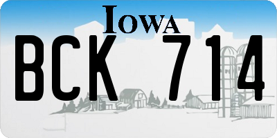 IA license plate BCK714