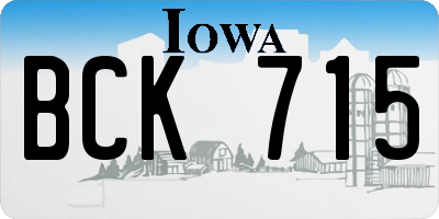 IA license plate BCK715