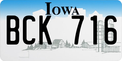IA license plate BCK716