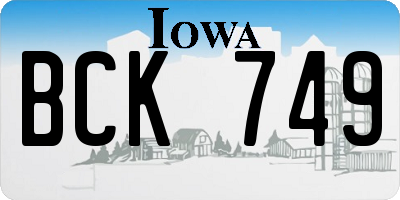 IA license plate BCK749