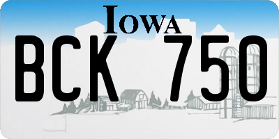 IA license plate BCK750