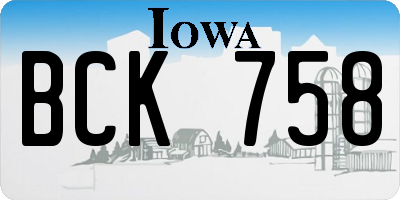 IA license plate BCK758