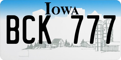 IA license plate BCK777