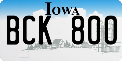 IA license plate BCK800