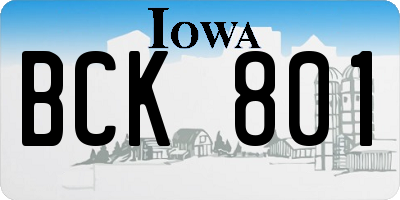 IA license plate BCK801