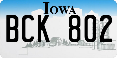 IA license plate BCK802