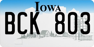 IA license plate BCK803