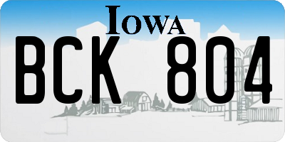 IA license plate BCK804