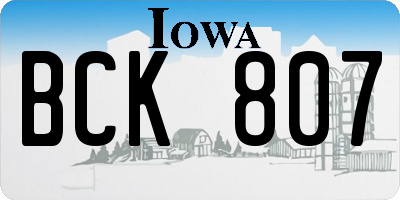 IA license plate BCK807