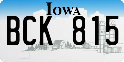 IA license plate BCK815