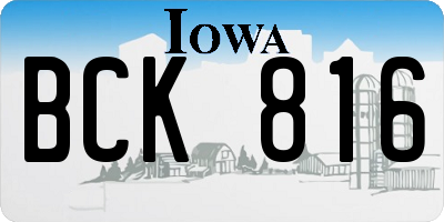 IA license plate BCK816