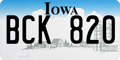 IA license plate BCK820