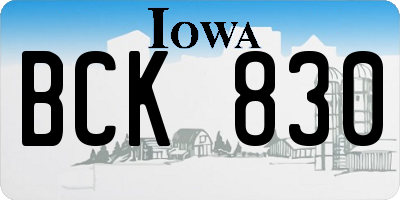 IA license plate BCK830