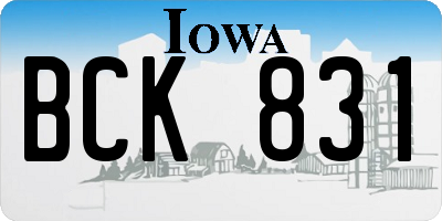 IA license plate BCK831