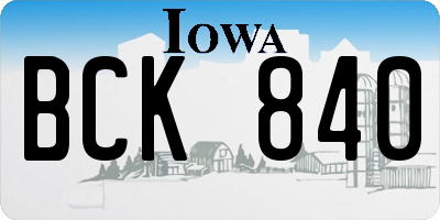 IA license plate BCK840