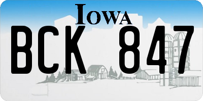 IA license plate BCK847