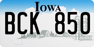 IA license plate BCK850