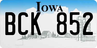IA license plate BCK852