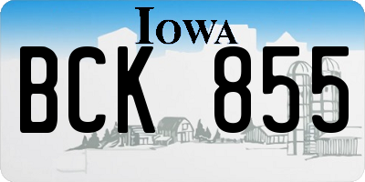 IA license plate BCK855