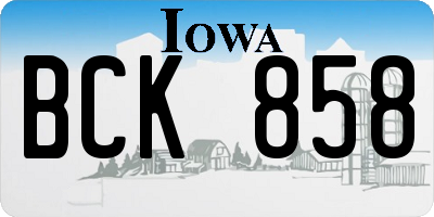 IA license plate BCK858