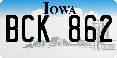 IA license plate BCK862