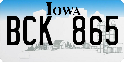 IA license plate BCK865