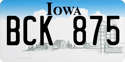 IA license plate BCK875